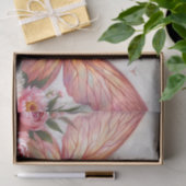 Papier Mousseline Fée Brown avec ailes et pivoines roses (Cadeau)