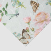Papier Mousseline Fée cachée Floral Bleu rose libellule Papillon (Détail)