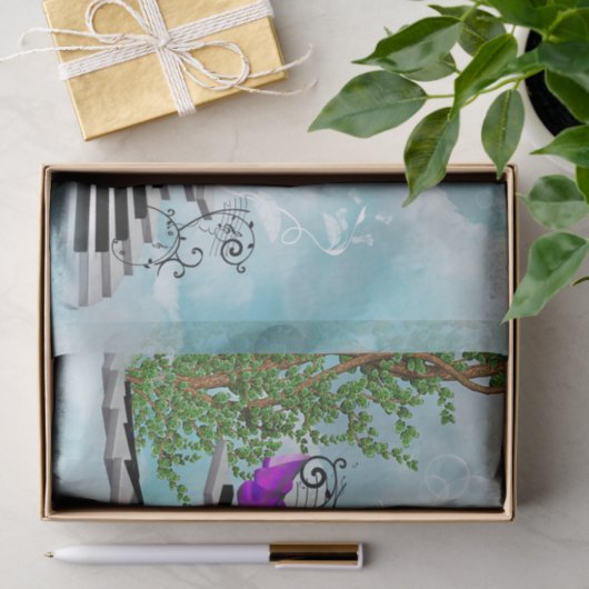 Papier Mousseline Fée, dansant sur un piano (Cadeau)