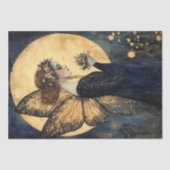 Papier Mousseline Fée de nuit magique avec fleurs sous lune d'or (Recto)