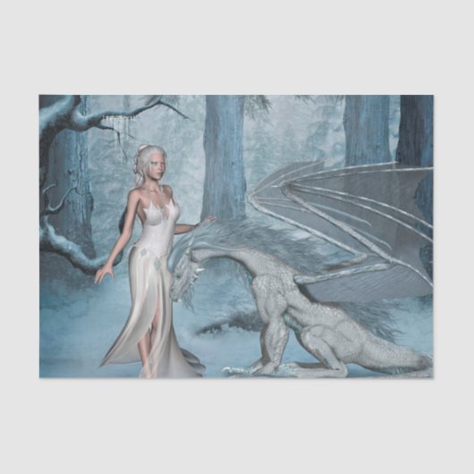 Papier Mousseline Fée de Wondeful avec le dragon (Recto)