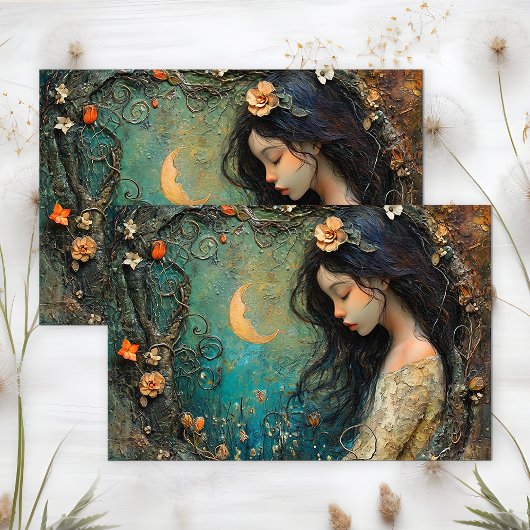 PAPIER MOUSSELINE FÉE DECOUPAGE DE LA FORÊT DE MINUIT