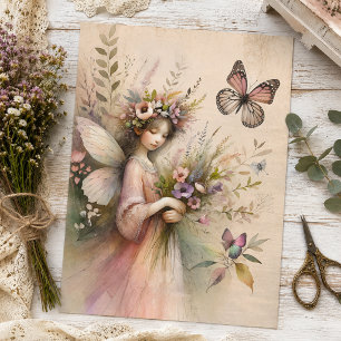 Papier Mousseline Fée Découpe de Fleur Sauvage Vintage