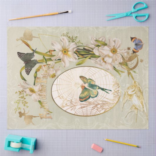 Papier Mousseline Fée Enchanted Garden Fleur Papillon Découpage (Artisanat)