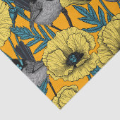 Papier Mousseline Fée et pavots en jaune (Détail)