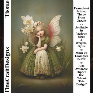 Papier Mousseline Fée Fille Fleur Narcisse en Vert DL5L Découpage