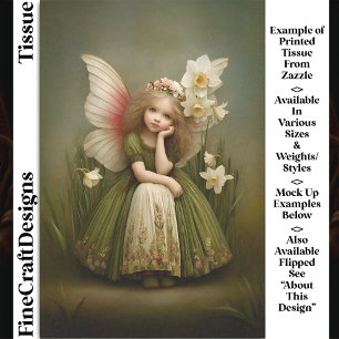 Papier Mousseline Fée Fleur de Narcisse Fille en Vert DL5R Découpage