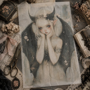 Papier Mousseline Fée gothique sombre avec découpage de couronne flo