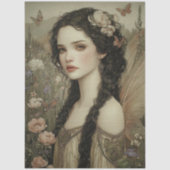 Papier Mousseline Fée mystique avec couronne florale et papillons (Recto)