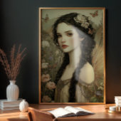 Papier Mousseline Fée mystique avec couronne florale et papillons