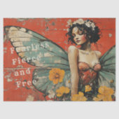 Papier Mousseline Fée papillon vintage Inspiration Découpage (Recto)