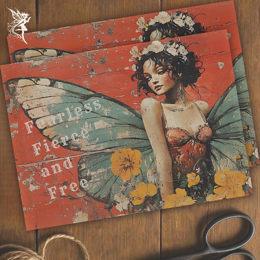 Papier Mousseline Fée papillon vintage Inspiration Découpage