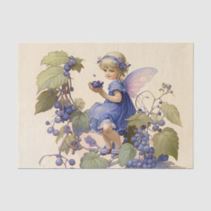 Papier Mousseline Fée victorienne aux "myrtilles" dans un jardin feu