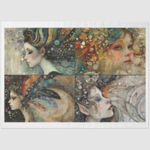 Papier Mousseline Fée Whimsical Visages Scrapbooking Média Mixte