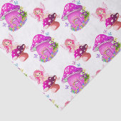 Papier Mousseline Fées champignons tissu motif (Détail)