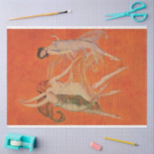 Papier Mousseline Fées dansantes Trois Grandes Oeuvres D'Art Orange (Artisanat)