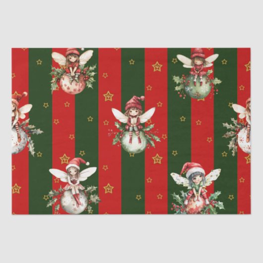 Papier Mousseline Fées mignonnes sur les ornements de Noël (Recto)