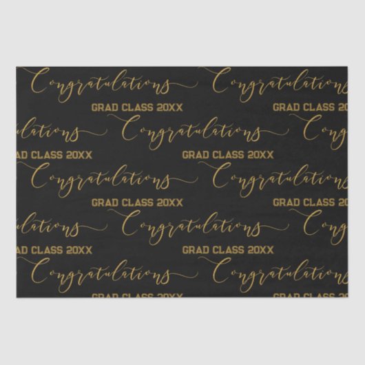 Papier Mousseline Félicitations Black et Gold modernes (Recto)