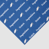 Papier Mousseline Félicitations Deep Blue White Graduate Name (Détail)