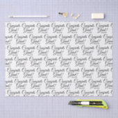 Papier Mousseline Félicitations gris blanc noir cours de script pers (Artisanat)