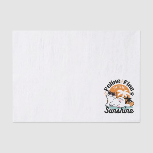 Papier Mousseline Feline fin au soleil - Chat Tropical relaxé (Recto)