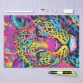 Papier Mousseline Feline vibrante : Découpage colorée de léopard arc (Artisanat)