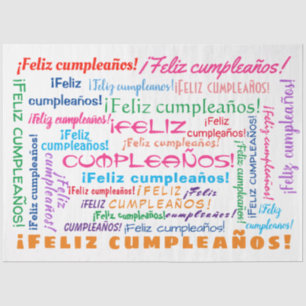 Papier Mousseline Feliz Cumpleaños Espagnol Joyeux Mot d'Anniversair