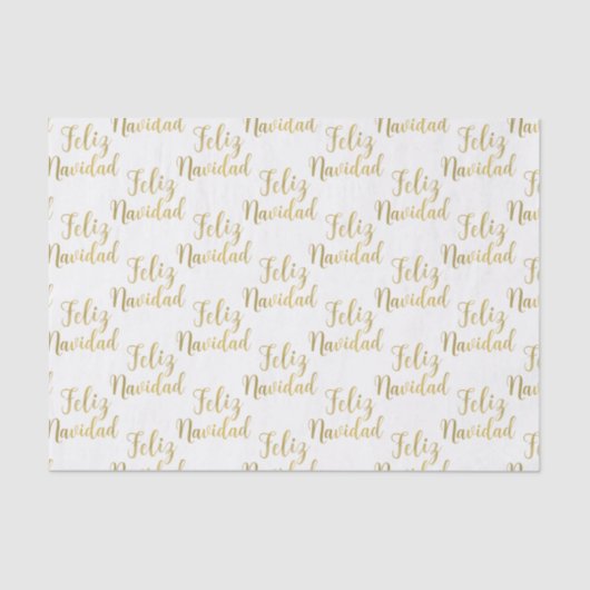 Papier Mousseline Feliz Navidad Joyeux Noël Gold (Recto)