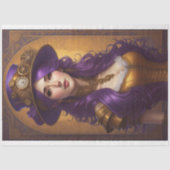 Papier Mousseline Feminine steampunk woman tissue paper Decoupage (Recto)