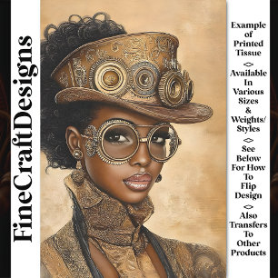 Papier Mousseline Femme à peau sombre Steampunk tendance AD1Z Découp