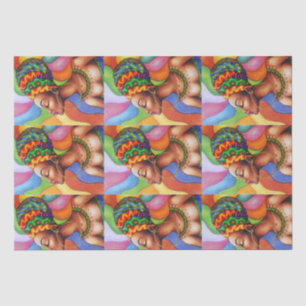 Papier Mousseline Femme africaine avec cire tissu traditionnel