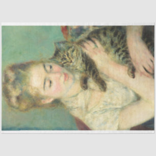 Papier Mousseline Femme au chat par Auguste Renoir