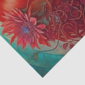 Papier Mousseline Femme aux fleurs rouges Découpage (Détail)