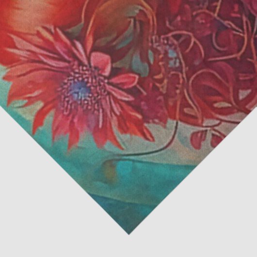 Papier Mousseline Femme aux fleurs rouges Découpage (Détail)