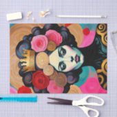 Papier Mousseline Femme Avec Couronne Or Découpage (Artisanat)