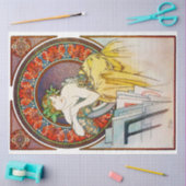 Papier Mousseline Femme avec du pavot, Mucha (Artisanat)