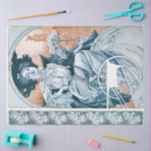 Papier Mousseline Femme avec Rose, Mucha (Artisanat)