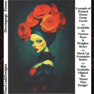 Papier Mousseline Femme botanique surréaliste élégante découpage FK6