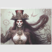 Papier Mousseline Femme crânienne steampunk Tissu Paper Mousseline (Recto)