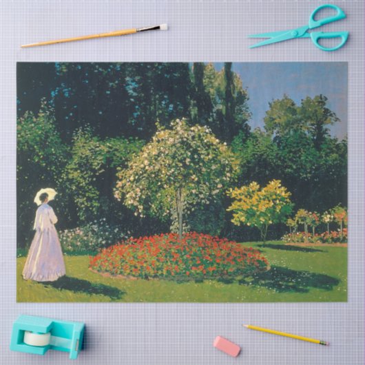 Papier Mousseline Femme dans un jardin, Monet (Artisanat)