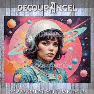 Papier Mousseline Femme de l'âge atomique dans l'espace #3