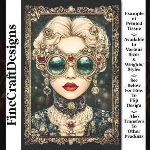 Papier Mousseline Femme de Steampunk glamour, Ornate BY8 Découpage