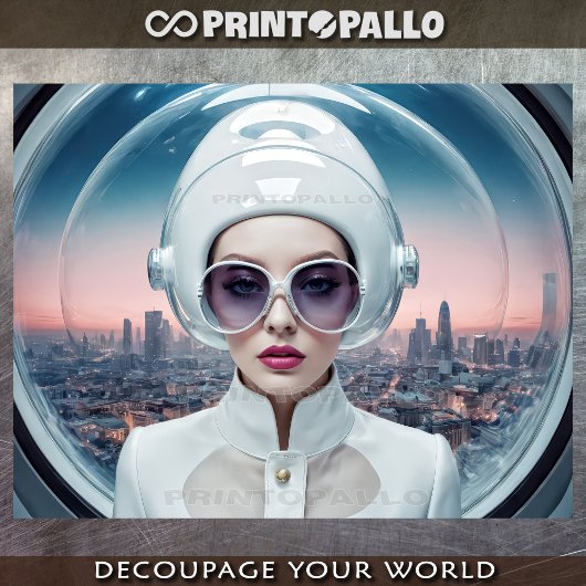 Papier Mousseline Femme des années 1950 dans de grandes verres et en