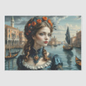 Papier Mousseline Femme élégante à Venise -Découpage- (Recto)