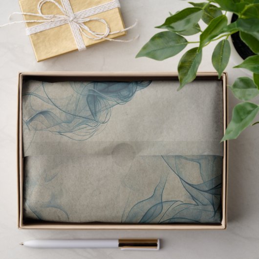 Papier Mousseline Femme en bleu - Découpage fumée (Cadeau)