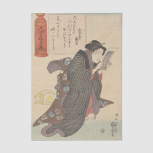 Papier Mousseline Femme en kimono noir par Utagawa Kuniyoshi