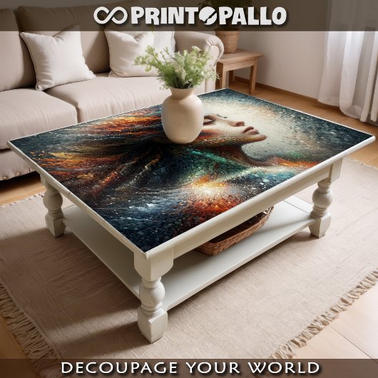 Papier Mousseline Femme en mosaïque aux couleurs pastel