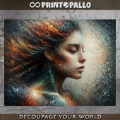 Papier Mousseline Femme en mosaïque aux couleurs pastel