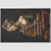 Papier Mousseline Femme en pierre avec des livres 5 papier découpage (Recto)