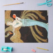 Papier Mousseline Femme En Robe Bleue (Artisanat)